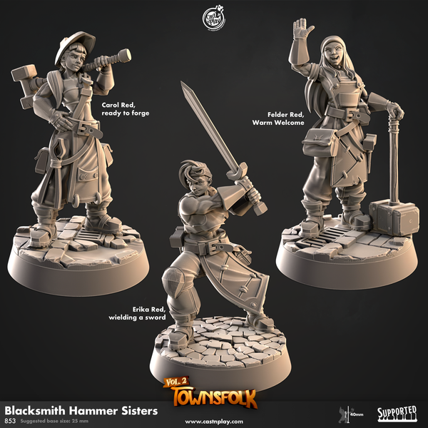 Blacksmith Hammer Sisters from Mennesker City, Cast N Play, Townsfolk Vol. 2