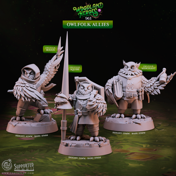 Owlfolk Allies, Cast N Play, Woodland Heroes