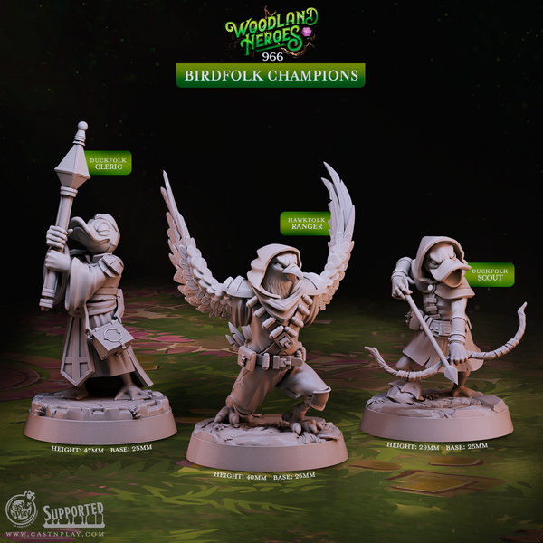Birdfolk Champions, Cast N Play, Woodland Heroes