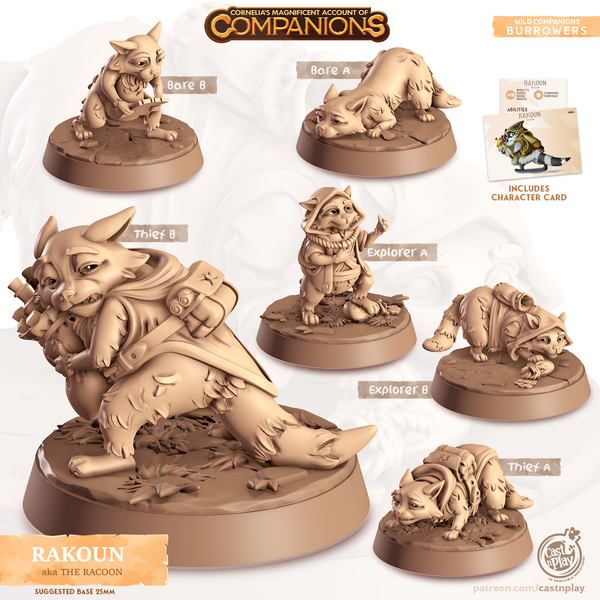 Rakoun the Raccoon, Cornelia's Companions, Cast N Play